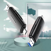 adapteris SD / micro SD kortelių skaitytuvas (USB C), juodas (CM304)