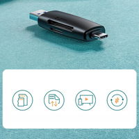 adapteris SD / micro SD kortelių skaitytuvas (USB C), juodas (CM304)