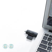adapteris SD / micro SD kortelių skaitytuvas (USB C), juodas (CM304)