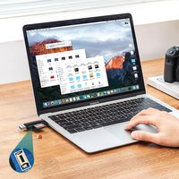 adapteris SD / micro SD kortelių skaitytuvas (USB C), juodas (CM304)