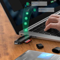adapteris SD / micro SD kortelių skaitytuvas (USB C), juodas (CM304)