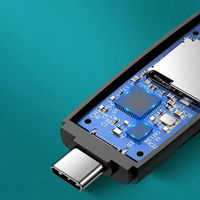 adapteris SD / micro SD kortelių skaitytuvas (USB C), juodas (CM304)