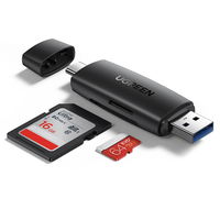 adapteris SD / micro SD kortelių skaitytuvas (USB C), juodas (CM304)