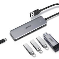 USB šakotuvas - 4x USB 3.2 Gen 1 su micro USB maitinimo prievadu, pilkos spalvos (CM219 50985)