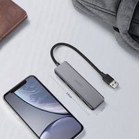 USB šakotuvas - 4x USB 3.2 Gen 1 su micro USB maitinimo prievadu, pilkos spalvos (CM219 50985)