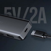 USB šakotuvas - 4x USB 3.2 Gen 1 su micro USB maitinimo prievadu, pilkos spalvos (CM219 50985)