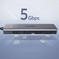 USB šakotuvas - 4x USB 3.2 Gen 1 su micro USB maitinimo prievadu, pilkos spalvos (CM219 50985)