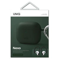 UNIQ dėklas Nexo AirPods 3 gen + ausų kabliukai Silikoninis žalias/žalias