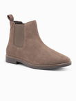 Mens leather boots - dark beige V4 OM-FOCS-0134