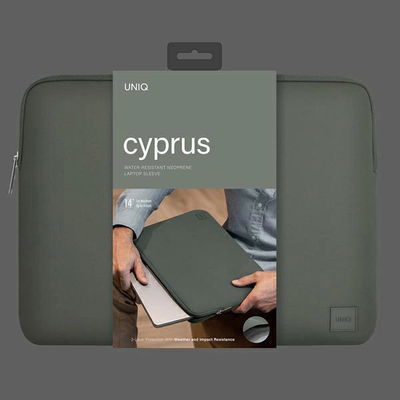 UNIQ bag Cyprus nešiojamojo kompiuterio dėklas 14 Green/pewter green Vandeniui atsparus neoprenas