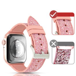 Kingxbar Crystal Fabric Band Strap laikrodžio apyrankė 6 / SE / 5/4/3/2 (40 mm / 38 mm) Silikono dirželis Crystal Band Pink