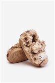 Smėlio spalvos vaikiškos kailinės šlepetės su meškiuku Apolanie