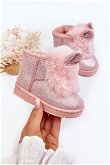 Šviesiai rožinės spalvos vaikiški sniego batai su kailiniu pamušalu ir ausų detalėmis Betty