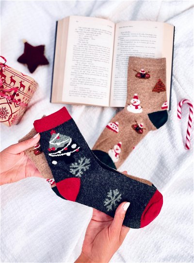 Kalėdinės moteriškos kojinės SANTA SET-1