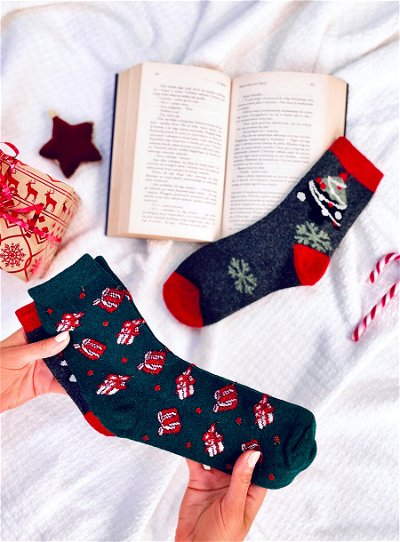 Kalėdinės moteriškos kojinės SANTA SET-2