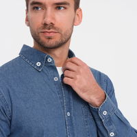 Klasikiniai vyriški SLIM džinsiniai marškiniai - mėlyni