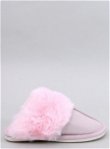 Šlepetės eglute su dirbtiniu kailiu ALLENS Blyškiai rožinės spalvos