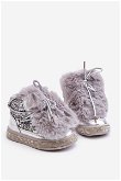 Vaikiški sniego batai su kailiu ir blizgučiais sidabro spalvos Bryana