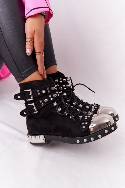 Moteriški batai su džetais iš zomšos Juoda Lu Boo