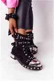 Moteriški batai su džetais iš zomšos Juoda Lu Boo
