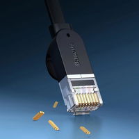 Baseus Speed Six plokščias tinklo kabelis RJ45 1000Mbps 2 m juodas (WKJS000101)