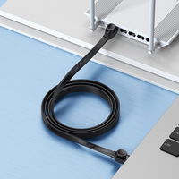 Baseus Speed Six plokščias tinklo kabelis RJ45 1000Mbps 2 m juodas (WKJS000101)
