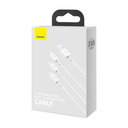 [ ] Baseus Superior 3in1 USB kabelis - Lightning / C tipo USB / micro USB 3,5 A 1,5 m baltas (CAMLTYS-02)