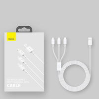 [ ] Baseus Superior 3in1 USB kabelis - Lightning / C tipo USB / micro USB 3,5 A 1,5 m baltas (CAMLTYS-02)