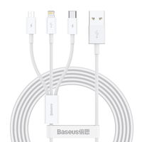 [ ] Baseus Superior 3in1 USB kabelis - Lightning / C tipo USB / micro USB 3,5 A 1,5 m baltas (CAMLTYS-02)