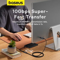 Baseus 10 Gb/s ilginamasis kabelis 0,5 m juodas