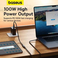 Baseus 10 Gb/s ilginamasis kabelis 0,5 m juodas