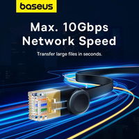 Baseus greitas RJ45 kat. tinklo kabelis. 7 10 Gbps 2 m plokščias juodas