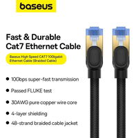 Baseus greitojo interneto kabelis RJ45 cat.7 10Gbps 5 m pintas juodas