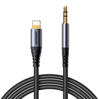 stereofoninis garso kabelis AUX 3,5 mm mini lizdas - Lightning , skirtas iPhone iPad , 1,2 m, juodas (SY-A06)