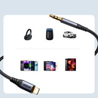 stereofoninis garso kabelis AUX 3,5 mm mini lizdas - Lightning , skirtas iPhone iPad , 1,2 m, juodas (SY-A06)