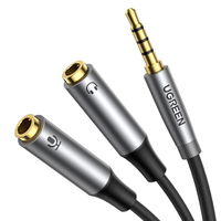 AUX jungtis ausinėms ir mikrofonui 1 x vyriškas 3,5 mm, 2 x moteriškas 3,5 mm 20 cm juoda (AV192 50254)