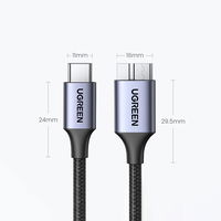 USB C / micro USB-B 3.0 kabelis US565 5Gb/s 3A 1 m - pilkas