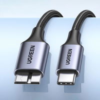 USB C / micro USB-B 3.0 kabelis US565 5Gb/s 3A 1 m - pilkas