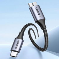 USB C / micro USB-B 3.0 kabelis US565 5Gb/s 3A 1 m - pilkas
