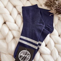 Moteriškos medvilninės kojinės iki kulkšnių Navy blue (BSB23168)