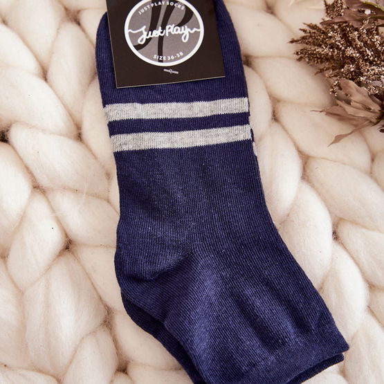 Moteriškos medvilninės kojinės iki kulkšnių Navy blue (BSB23168)