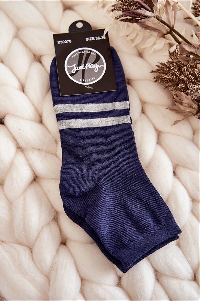 Moteriškos medvilninės kojinės iki kulkšnių Navy blue
