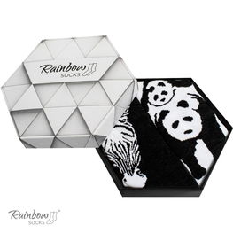 kojinės su gyvūnų motyvais Zebra Panda juoda ir balta 2 poros (BSB23605)