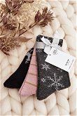 Moteriškos kalėdinės kojinės 3 vnt., juodai-rožinės spalvos
