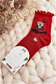 Moteriškos blizgančios kalėdinės kojinės su elniais Raudona