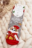 Moteriškos kalėdinės kojinės su katinu Grey