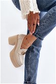 Moteriški odiniai batai su kulnu šviesiai smėlio spalvos