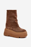 Zazoo 3410 Suede Moterų batai ant stambios platformos Camel