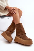 Zazoo 3410 Suede Moterų batai ant stambios platformos Camel