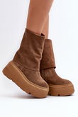 Zazoo 3410 Suede Moterų batai ant stambios platformos Camel